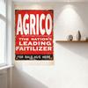 Vintage AGRICO Fertilizer Metal Sign Weathered Rusty Retro Metal Plaque for Home Garden Bar Pub Wall Decor, 12x18 Inch (Approx)