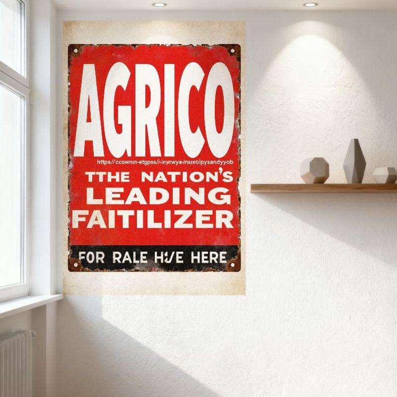 Vintage AGRICO Fertilizer Metal Sign Weathered Rusty Retro Metal Plaque for Home Garden Bar Pub Wall Decor, 12x18 Inch (Approx)