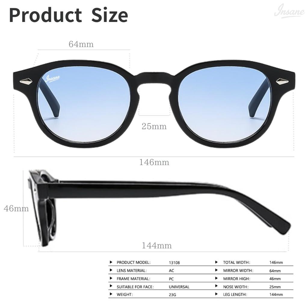 INSANE Gradient Design with Brand UV400 Blue Light x Sunglasses, Logo, Stylish, Protection, Protection, Boston/Wellington Style, Men's/Women's (Black