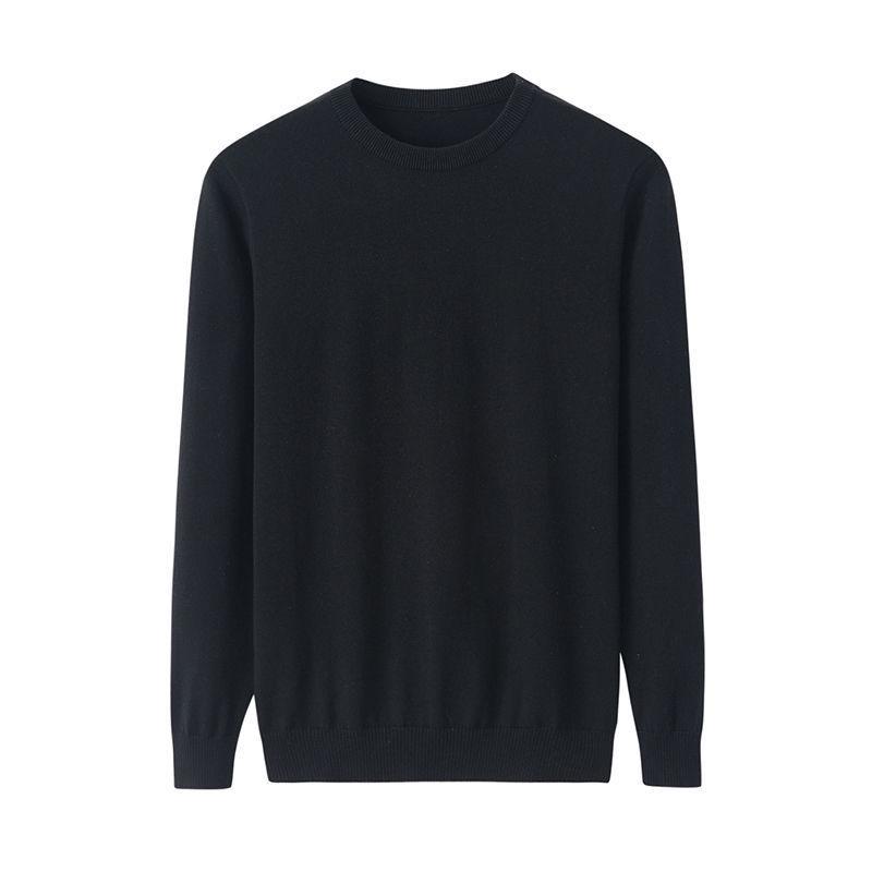 Men's Velvet Knitted Round Neck Sweater - Thick Warm Base Layer for Autumn/Winter.