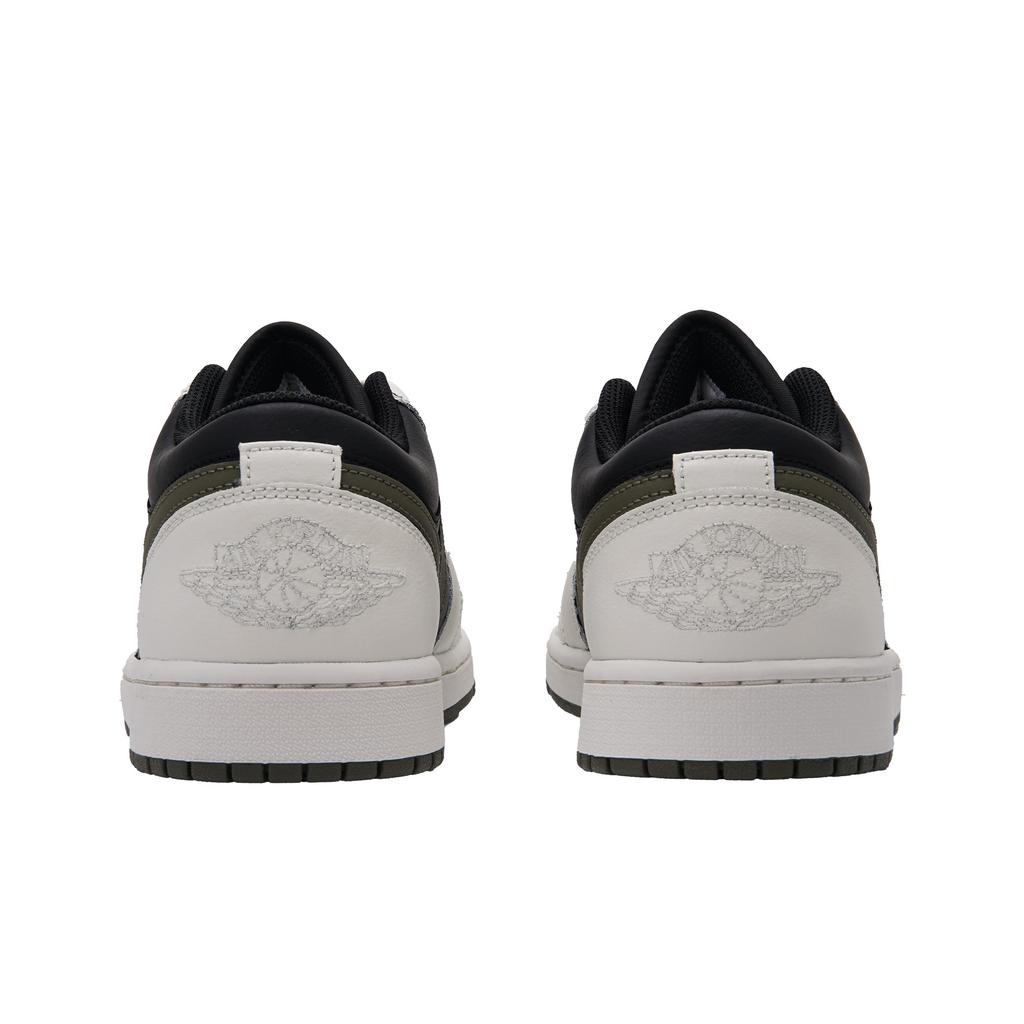 Jordan Air Jordan 1 Slip Resistant Abrasion Resistant Low Top Vintage Basketball Shoes Unisex Black White Green 553558-092(Team734-)