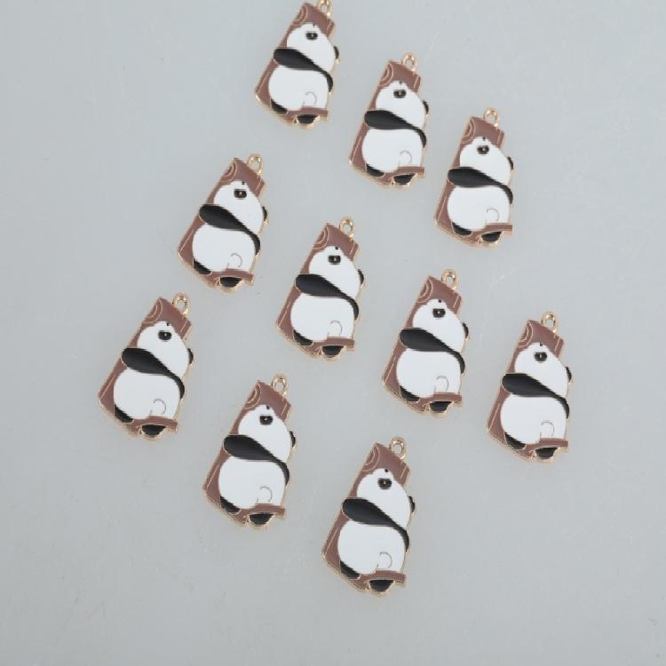 Set Of 10 Panda Charm Fashionable Accessories Cartoon Animal Pendant for Handmade Necklaces Bracelets Jewelry Supplies