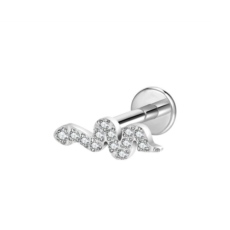 Hot Sale Body Jewelry: Titanium Labret Flatback Tragus Earring Stud Internal Thread Zircon Rings