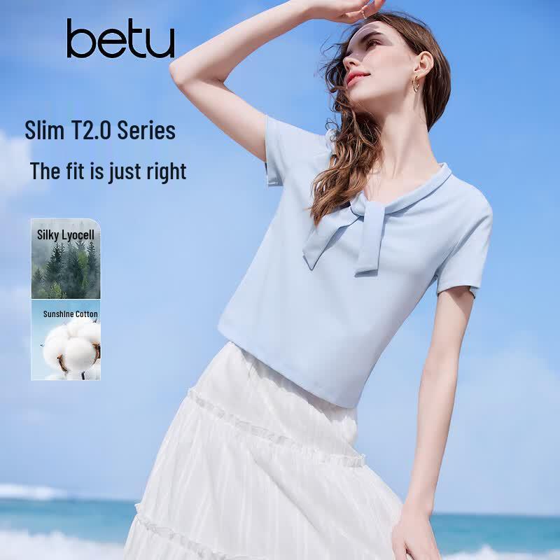 Betu Women s Slim Fit Lyocell Blend Short Sleeve T-Shirt XS