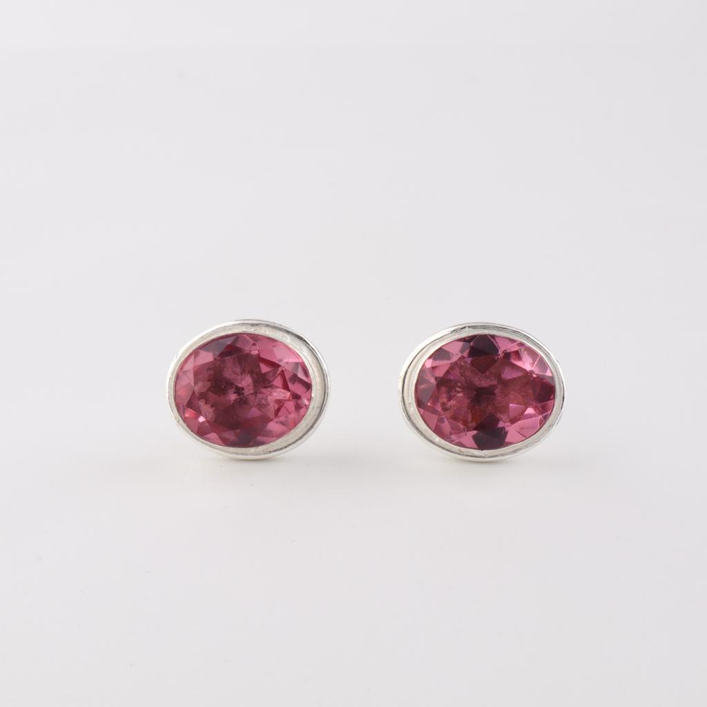 Pink Tourmaline Gemstone 925 Sterling Silver Jewelry Handmade Stud Earrings 0.5" EE-178-14