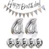 2 Balloons Number 44 + Haappy Birthday Garland + Silver Banner Foil Balloon 44th Birthday Decoration+5 Confetti Balloons Boy Girl 44 Year Birthday