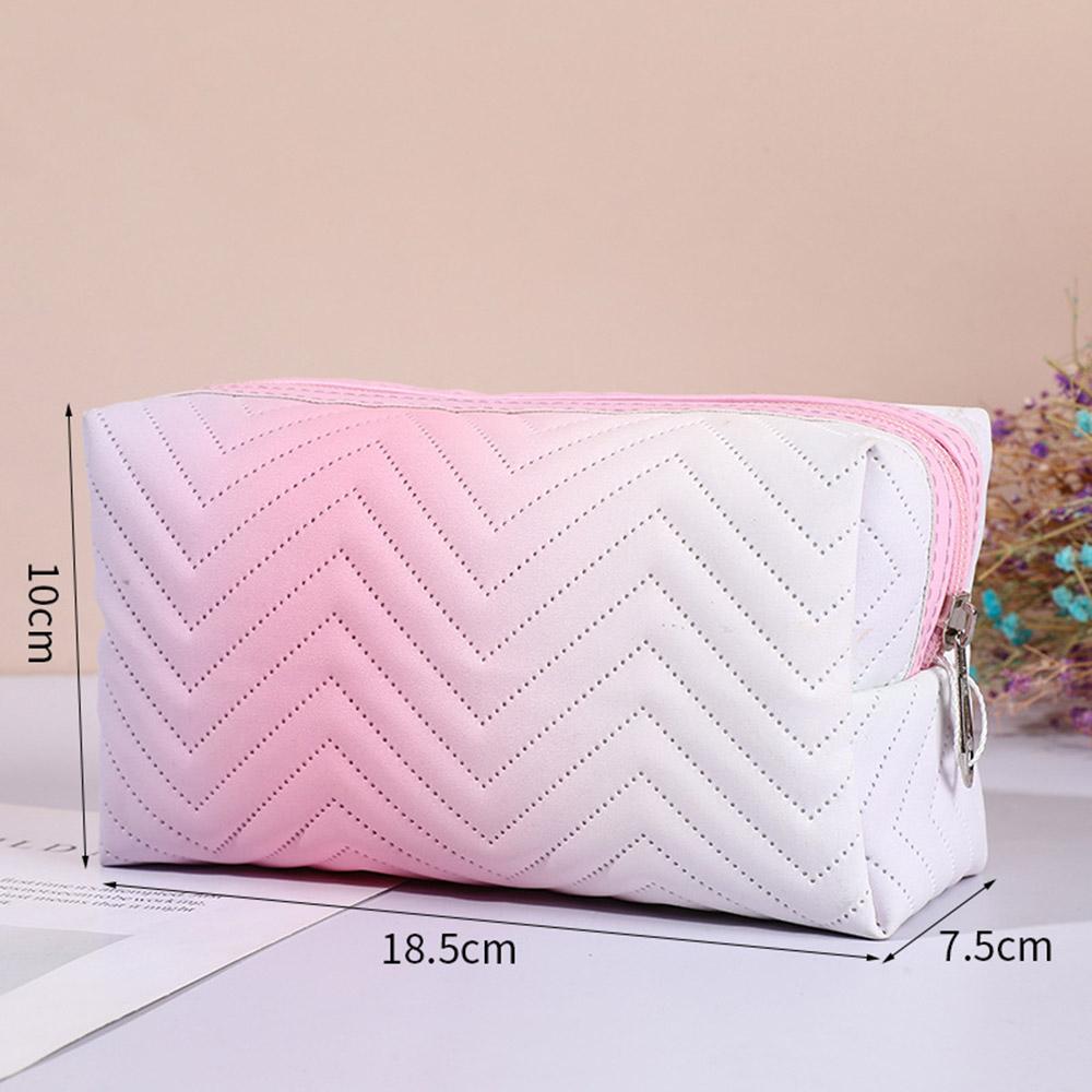 

Toiletries Bag Striped Design Makeup Bag Cosmetic Bag Zipper Closure For Traveling Professional Makeup Artists Daily Use