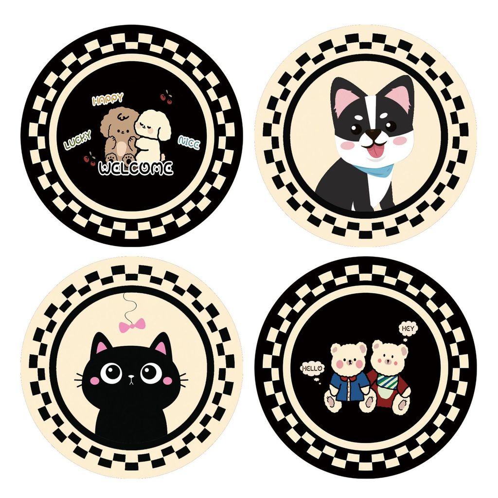 Cartoon Rubber Coaster Set With Antislip And Heatresistant Design For Home Kitchen Use