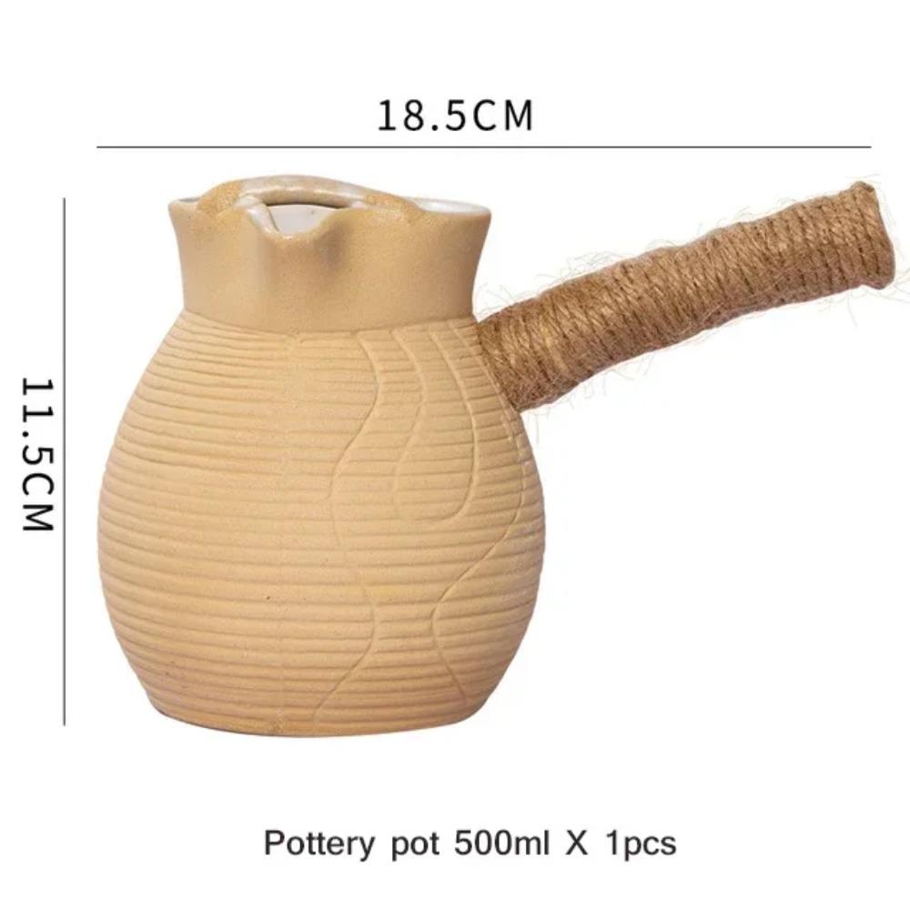 Clay Stove with Grilled Handle, Teapot Aged White Dedicated Cooking Tea Pot, Firewood Burning Boil Water, Chinese Style Utensils