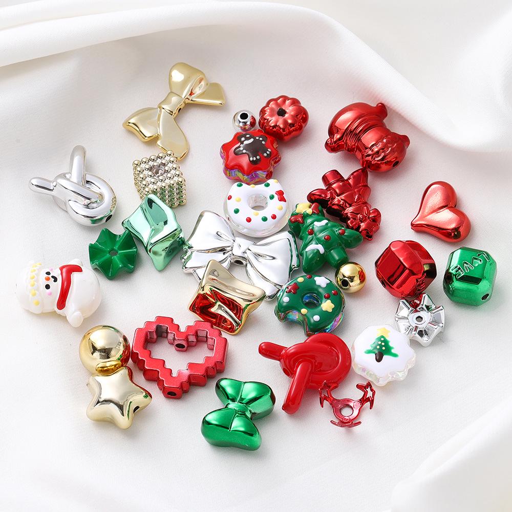 Festliches Acrylperlen-Set: Weihnachtsbaum, Schleife & Schneemann - DIY Cartoon-Accessoires