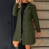 Women's Solid Color Long Sleeved Lapel Long Coat Woolen Button Coat