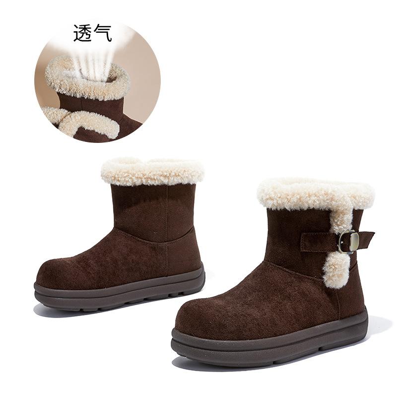 Lamb wool warm snow boots women s winter thickened velvet short boots casual retro boots women 40 темный кофе