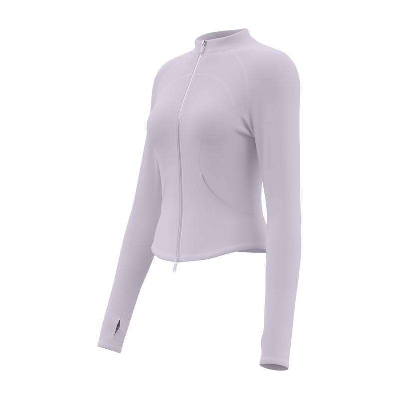 Womens Slim Fit Long Sleeve Zip-Up Yoga Top With Side Pockets Running Gym Workout