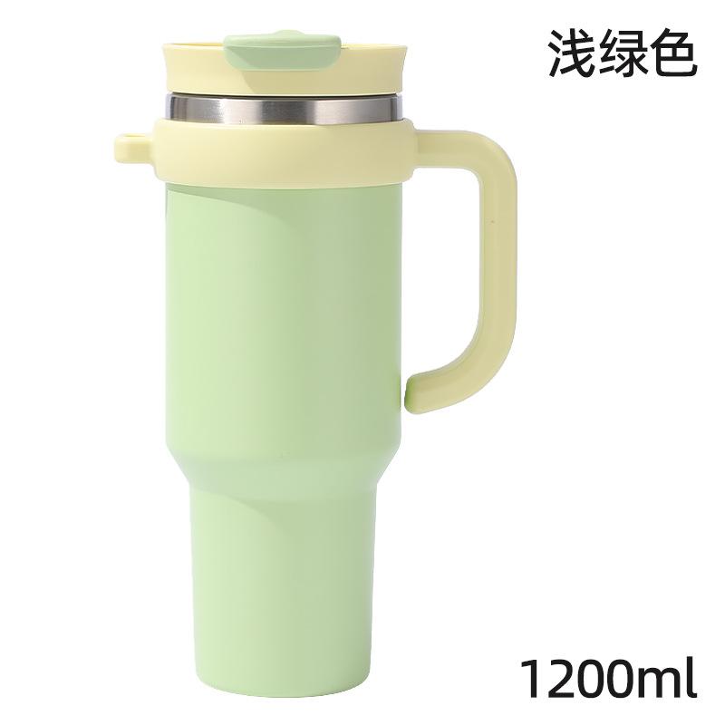 40oz Double Wall 304 Stainless Steel Tumbler with Handle, Dual Drink Sliding Lid Large Capacity Iced Coffee Cold Cup