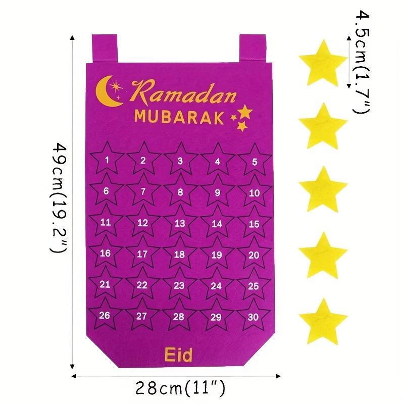 Ramadán Mubarak Odpočítávací kalendář Plstěná závěsná nástěnná dekorace Islám Eid Domácí dekorace Ramadan Kareem Párty potřeby