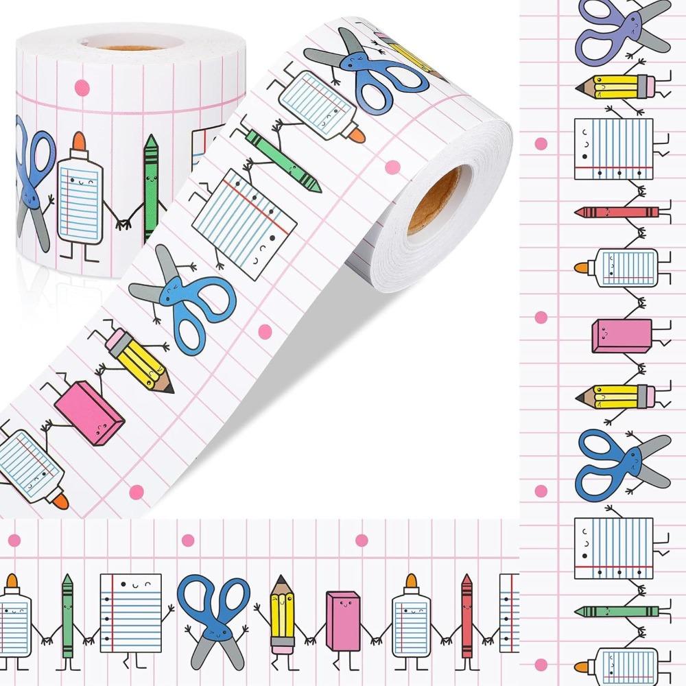 Cartoon Pattern Classroom Border Sticker Self Adhesive Learning Wall Sticker Blackboard Decor A