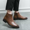Italian Style Men's Chelsea Boots High-end Business Ankle Boots Pointed Brown Men's High Top Dress Shoes Soft Sole Comfortable