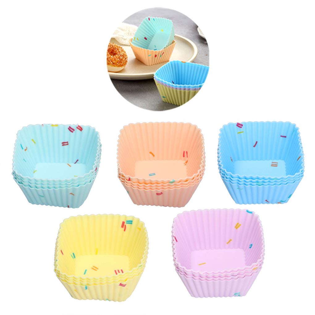 20 Stück Bäckerei Tragbar Wiederverwendbar Cupcake-Förmchen Antihaft Muffin Backförmchen Gebäck Silikonform DIY Basteln Backgeschirr