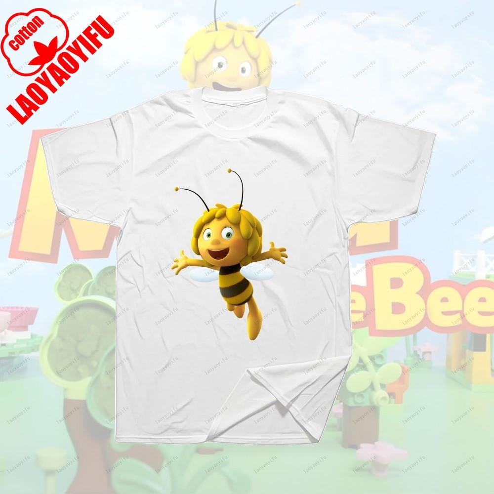 Maya The Bee Movie Cartoon Character T-shirts Maya The Bee Movie Kawaii Cartoons T Shirt Summer Breathable Camisetas