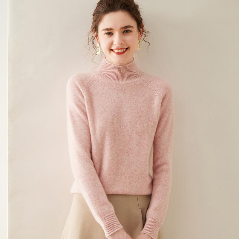 Women's Soft Cashmere Sweater - Thick, Half High Neck, Loose Fit, Solid Color, Casual Style for Autumn and Winter