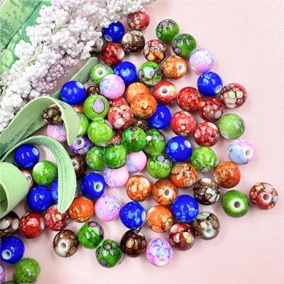 Colar fazendo acessórios diy acrílico colorido moda 50 peças 8mm contas soltas pulseira de contas pequenas