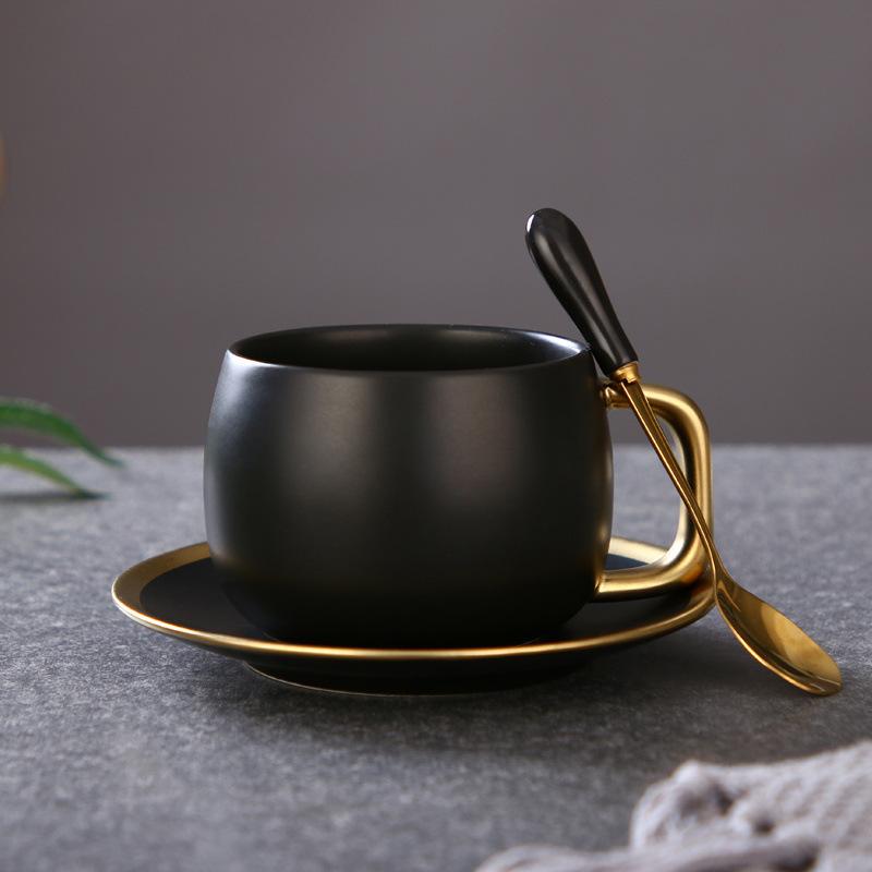280ml American Gradual Ceramic Coffee Cup Creative Frosted Cup and Saucer Set Small Luxury English Afternoon Tea Mug Gift Mugs