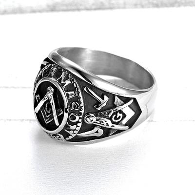Ring Travel Ring Personalized Retro Masonic Logo Ring Trendy Men AG Ring