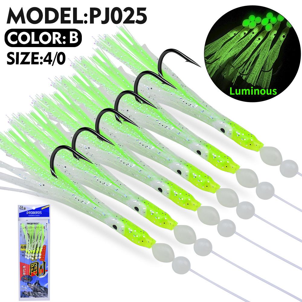6 szt./zestaw 3/0#4/0# Luminous Cluster Miękka Przynęta Węgorz Przypony Haczyki Sznurowe Przynęta Ryby Saury Kałamarnica Makrela Ostrobok Sprzęt do Wędkarstwa Morskiego
