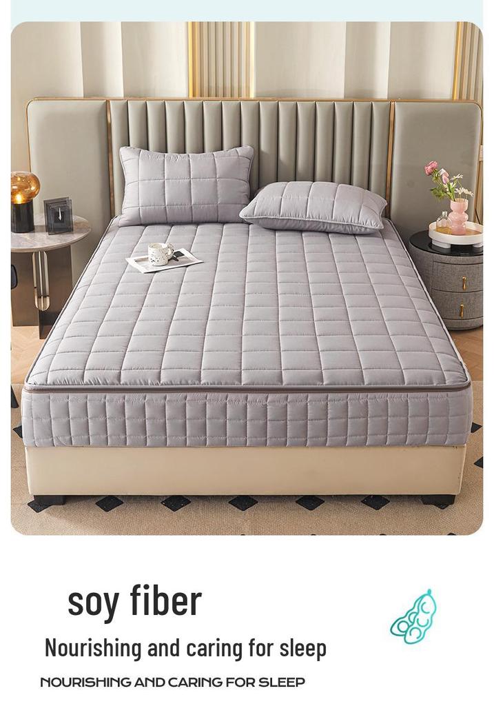 Brushed Cotton Soybean Quilted Fitted Mattress Protector – Six-Sided, 360° Coverage