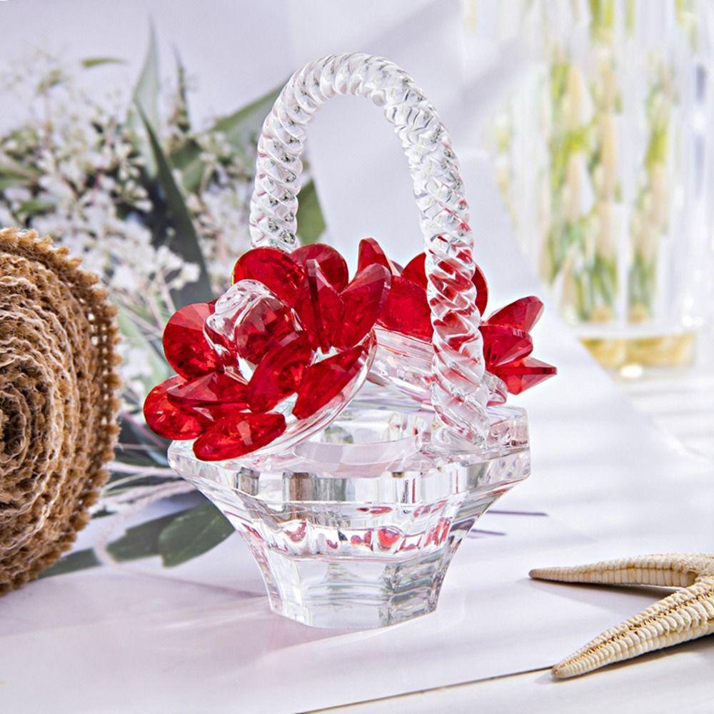 Krystallkunst Krystall Blomsterkurv Figurer Små Bilpynt TV-hylle