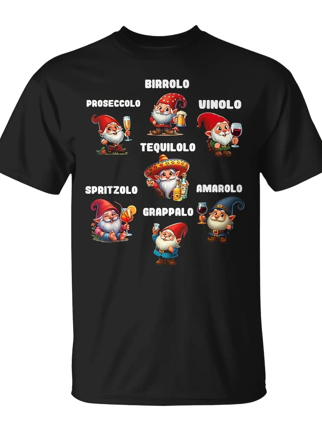 Men Seven Drunken Dwarves Tshirts Include BIAAROLO PROSECO VINOLO Tequilo Spritzo AMAROLO GRAPPALO Casual Tops Birthday Gifts XL