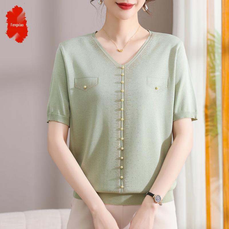 

Women s V-Neck Knit Summer Top 38