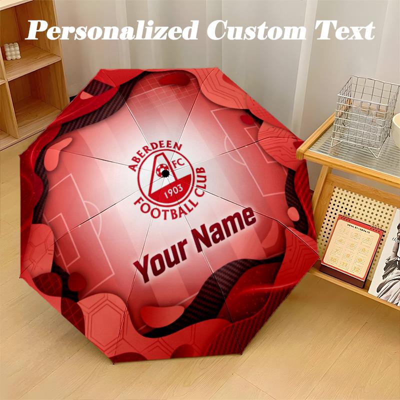 8 Rib Auto Folding Umbrella Aberdeen FC Print Custom Name Text Portable Rain Gear