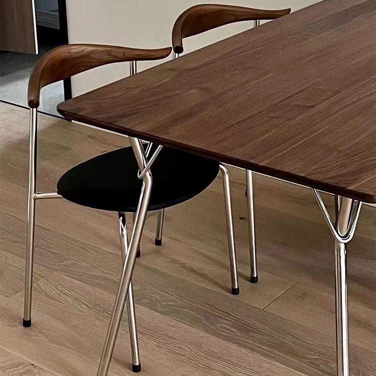 Minimalist Mid-Century Bullhorn Solid Wood Dining Chair with Backrest