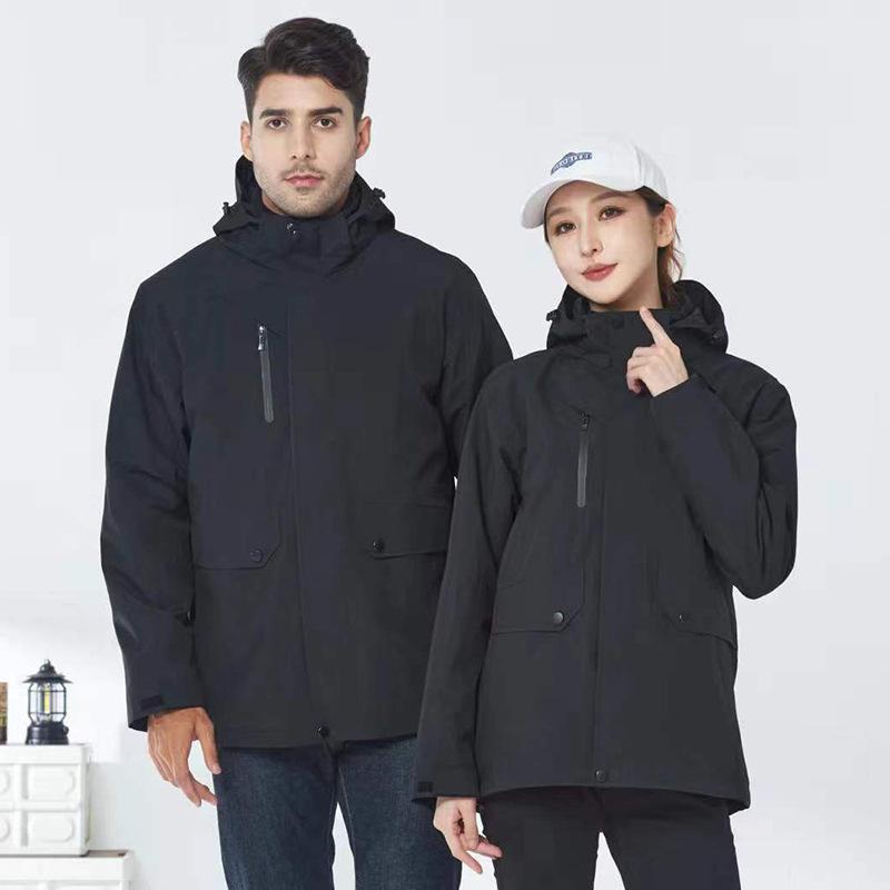 Outdoor Jacket Three-in-one Removable Liner Mountaineering Clothing Autumn and Winter Hooded Windproof and Waterproof Overalls Two-piece Set