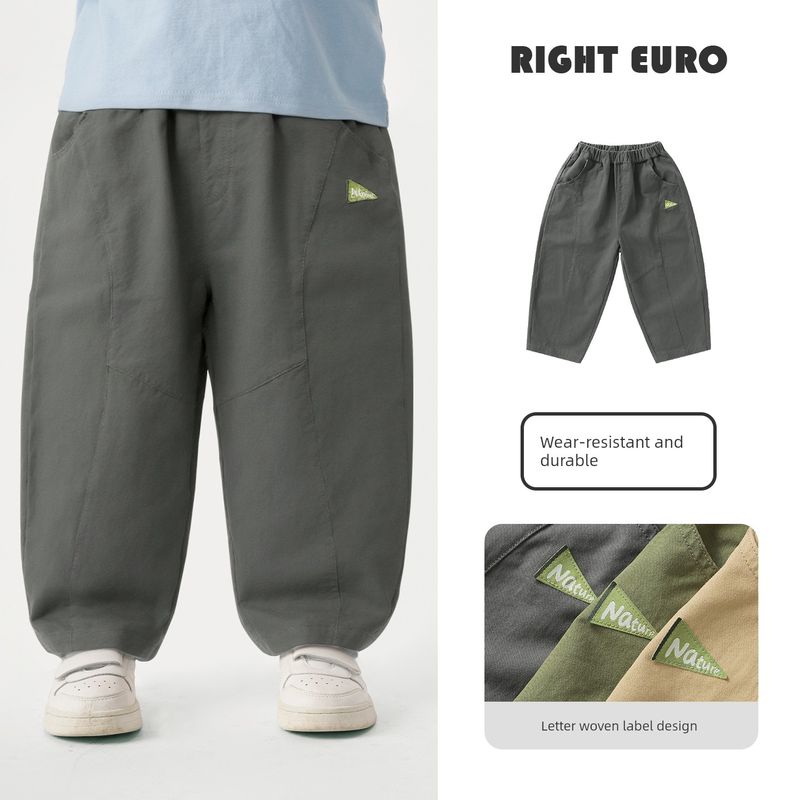 Right European Style Boys  Woven Straight-Leg Pants Spring and Autumn 2026 New Children s Clothing Kids  Long Pants Baby Casual Versatile Pants Dark gray 140