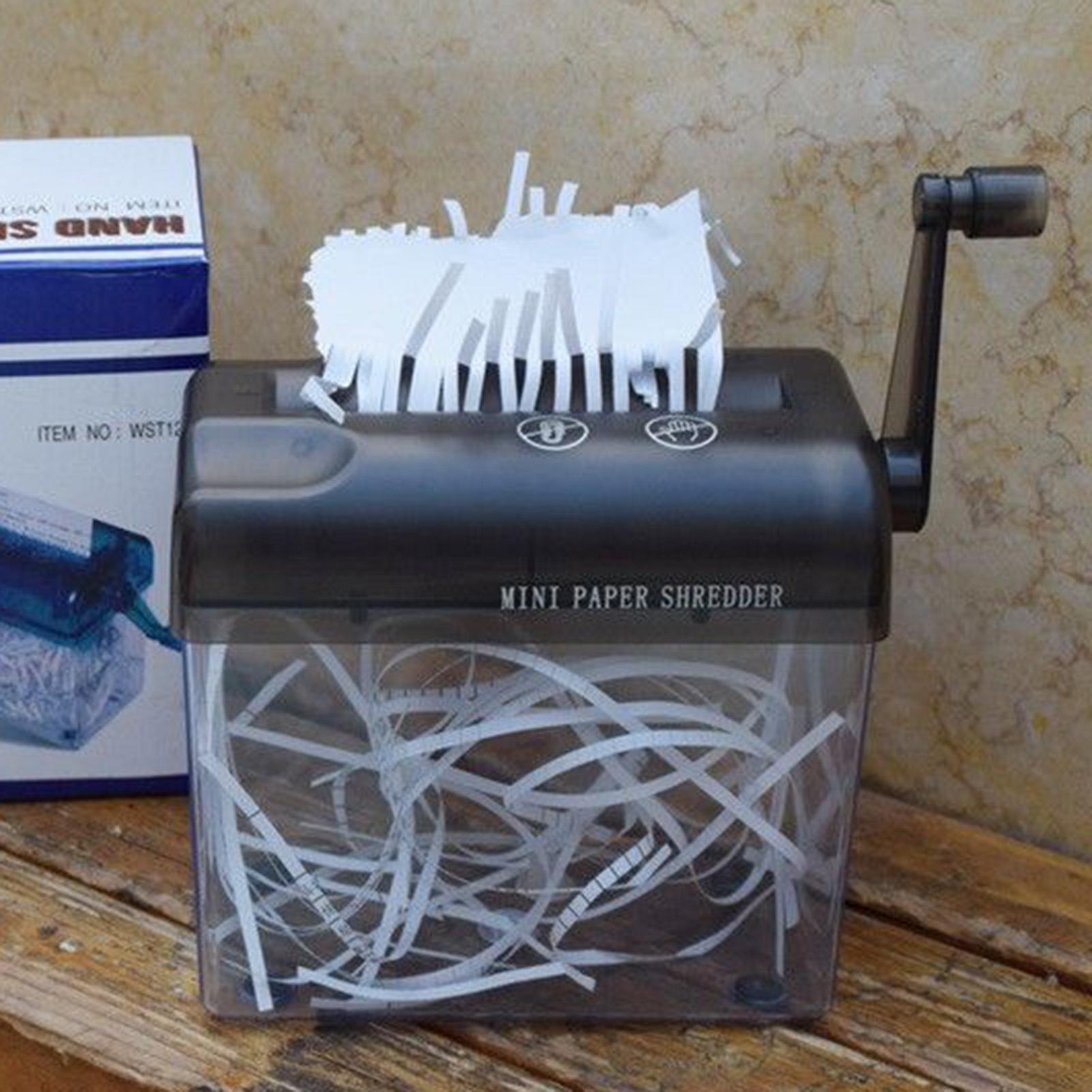 

Портативний ручний паперовий шредер, простий у використанні, з прозорим пластиковим вікном-контейнером, підходить для домашнього офісу, полиці чорний