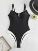 Women's European & American Deep V High-End Solid Color Backless Swimsuit