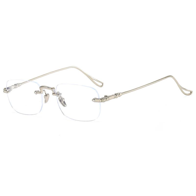 RUISIMO Vintage Rimless Sunglasses Small Square Frame Photochromic Eyewear for Men Women Fashion Sun Glasses