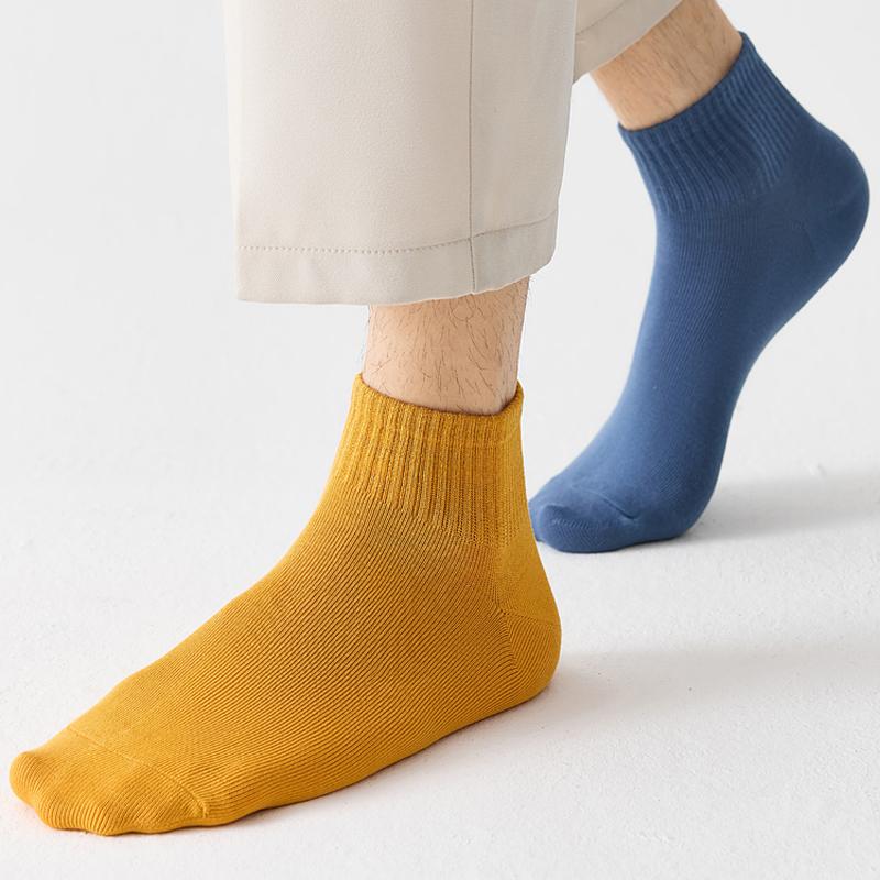 5Pair Men Combed Cotton Socks Short Breathable Odor proof and antibacterial Business Autumn and Winter for Male sock High Quality Size EU38-45