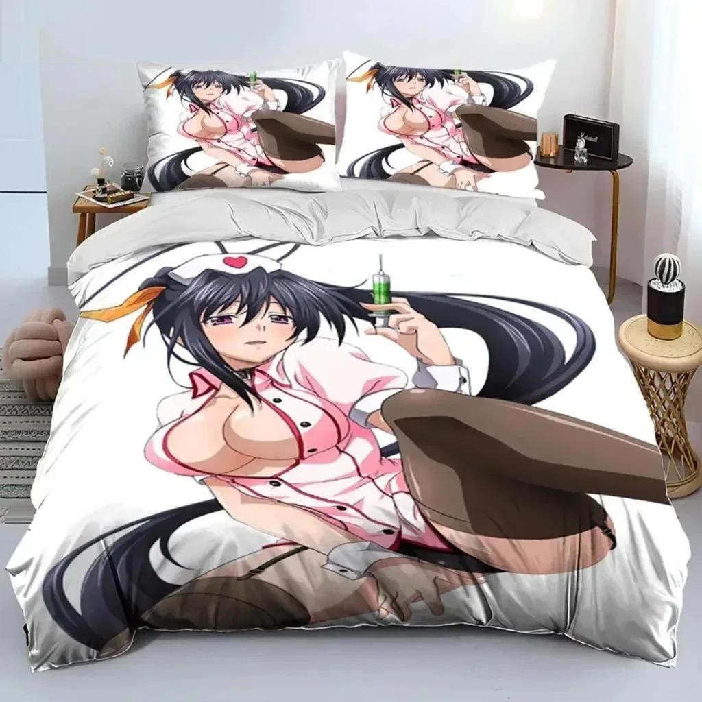 Anime High School DxD Sexy Rias Ložní souprava Chlapci Dívky Twin Queen Size Povlak na přikrývku Povlak na polštář Postel Děti Dospělí Domácí textil