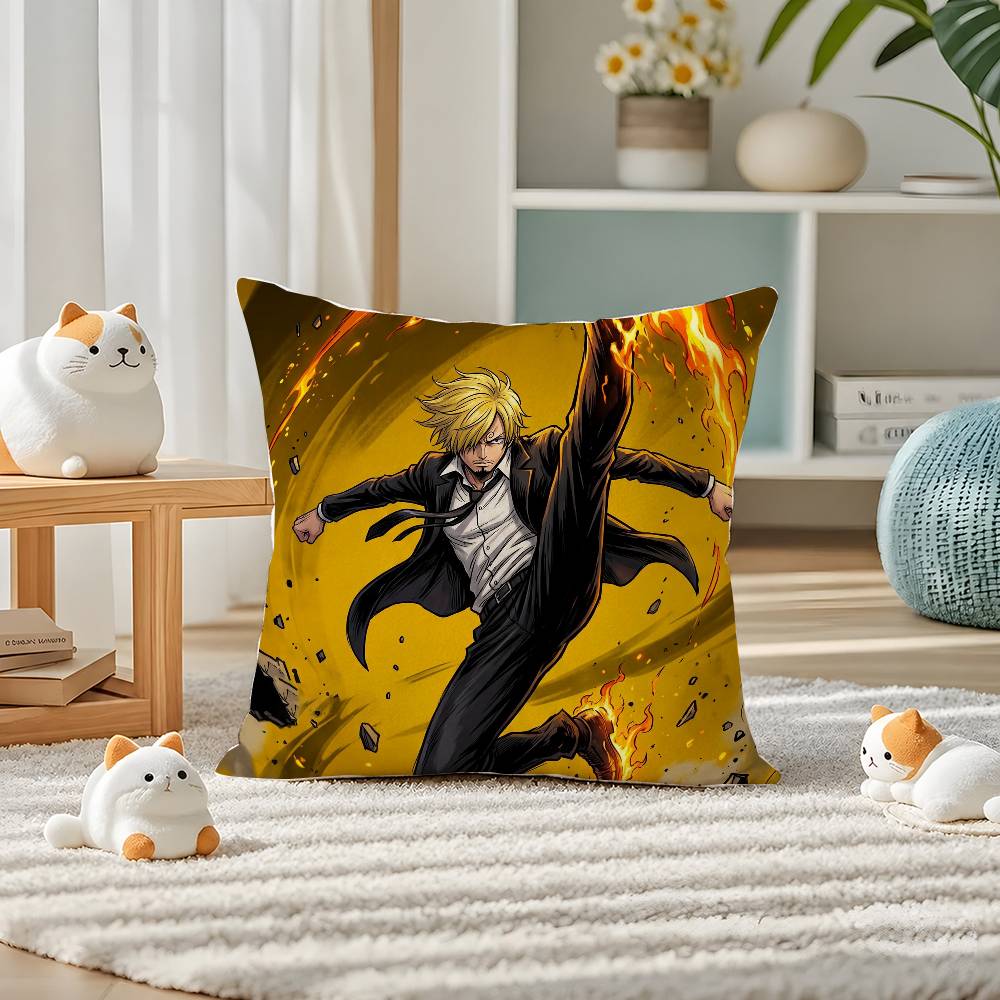 One Piece Red Hair Shanks Anime Plush Pillow Cover Soft Short Plush Cushion Cover For Sofa Bedroom Home Decor Gift Decoration