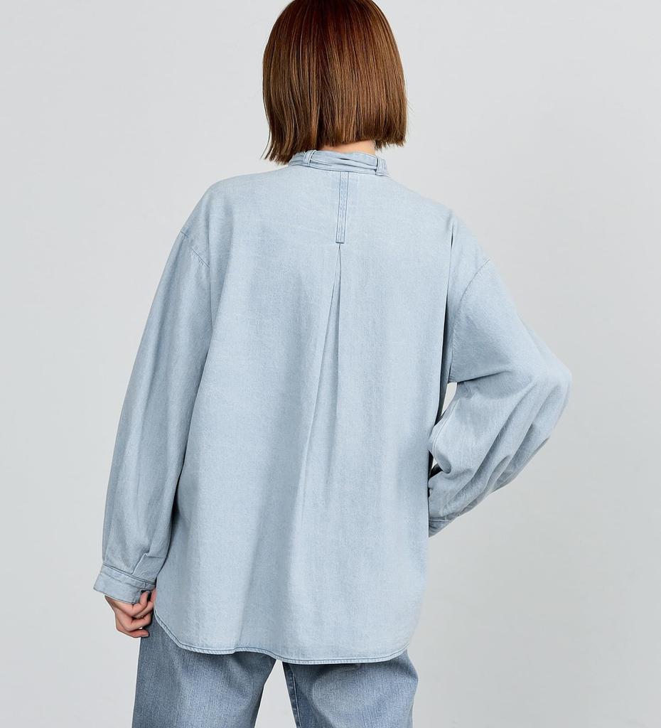 Something ST219 Bowtie Denim Light Blue Women's Blouse,