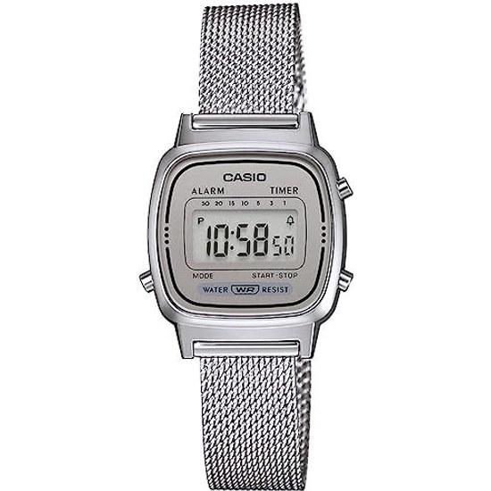 CASIO Wristwatch Women Digital Design LA670WEM-7 Silver Mesh Band Overseas Model