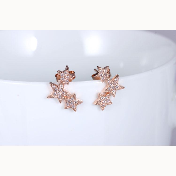 

Три пентаграммы милые серьги ювелирные изделия Женская мода элегантные вечерние серьги подарки для подруг copper розового золота