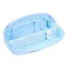 Pencil Pouch Blue Large Capacity Canvas Pen Bag with Transparent Compartment for School Office Travel