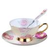 European-Style Hand-Painted Bone China Gold Coffee Cup with Spoon - Elegant Gift for Home, Office, or Outdoor Use