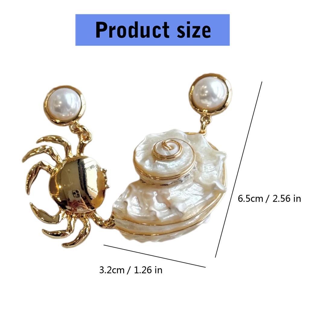 Coastal Style Drop Earrings Shell And Crab Design Asymmetric Alloy Jewelry Versatile Vacation Ear Accessories