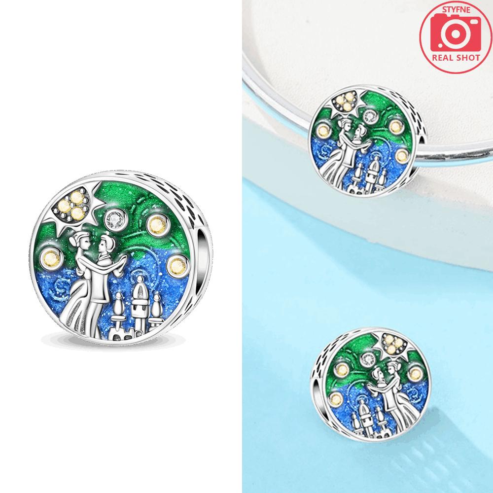 Pink Music Microphone Rose Flower Lucky Apple White Headphones Copper Bead Fit Women Bracelet Diy Valentine'S Gift Jewelry