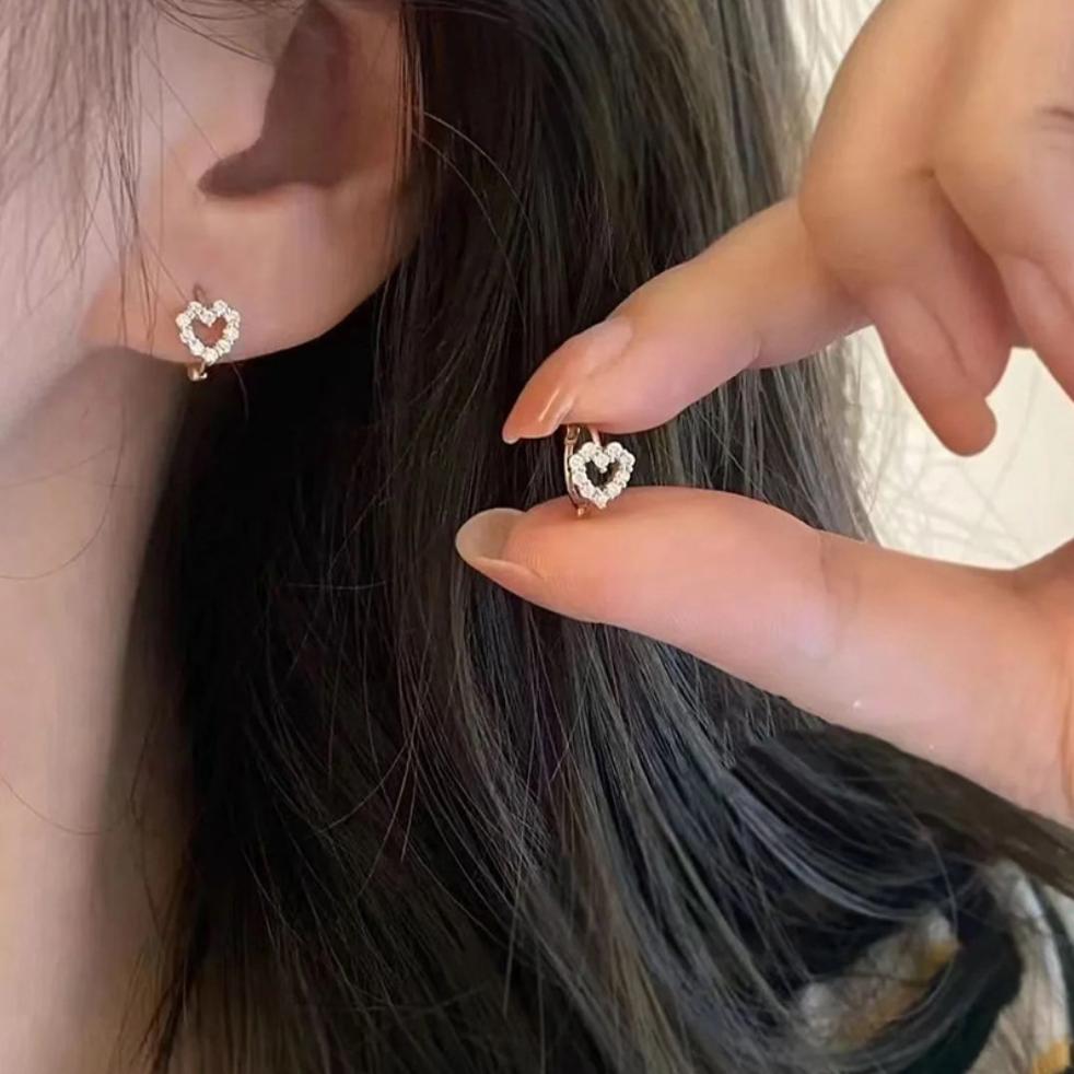 925 Sterling Silver Earrings Heart For Women Exquisite Student Girlfriend Fashion Jewelry Accessories Wedding Gift